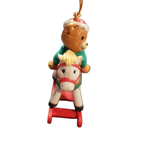 Boxed Vintage 1993 “Baby’s First Christmas” Bear on Rocking Horse Ornament - Picture 4 of 13